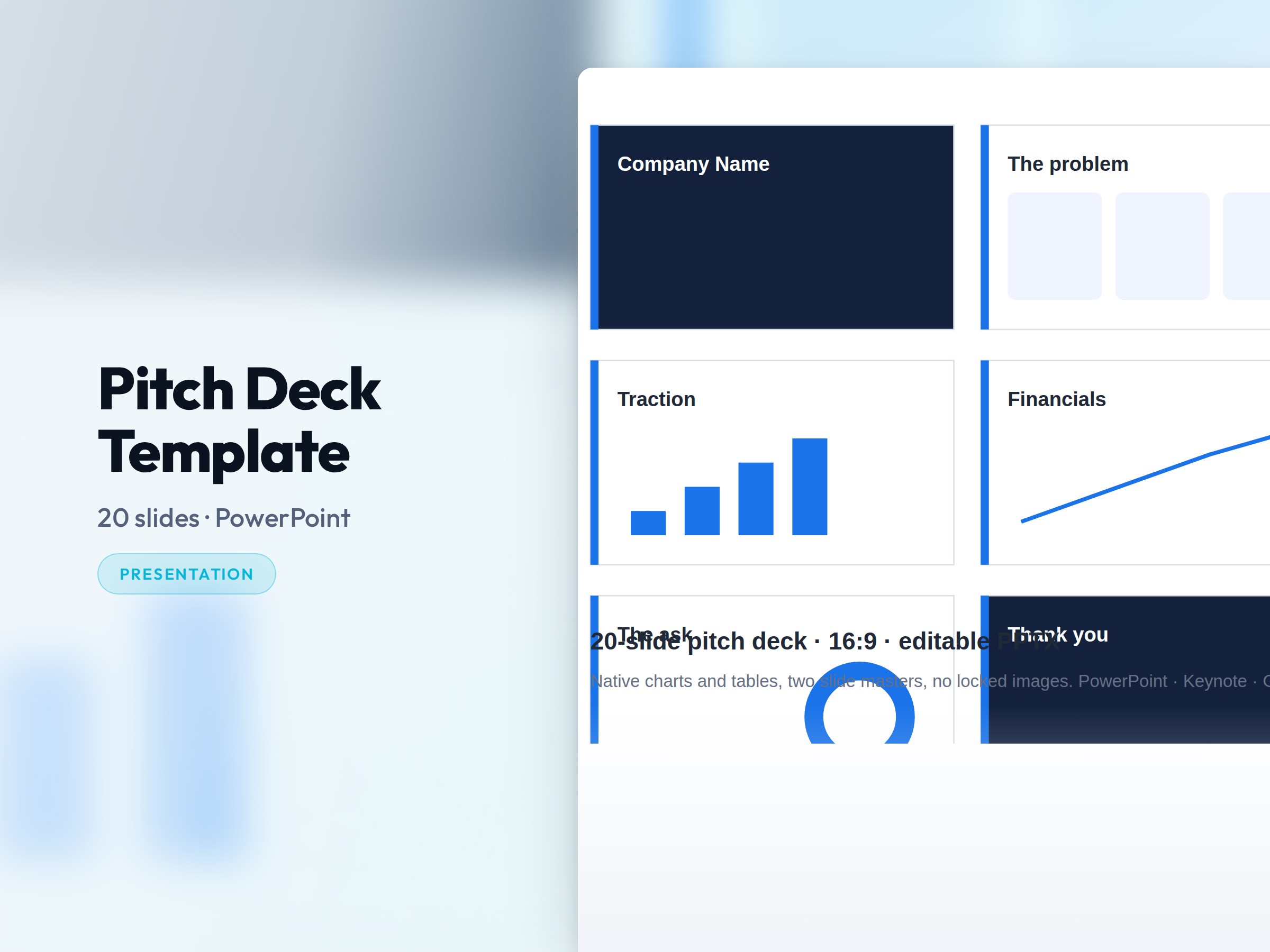 Pitch Deck Template shown on a device